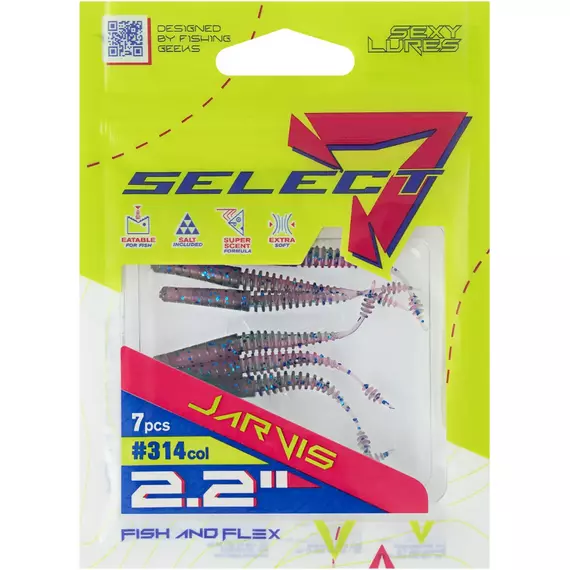 Силікон Select Jarvis 2.2" #314 (7шт/уп), Довжина силікону: 2.2" (5.7 см), Колір силікону: 314, фото , изображение 2
